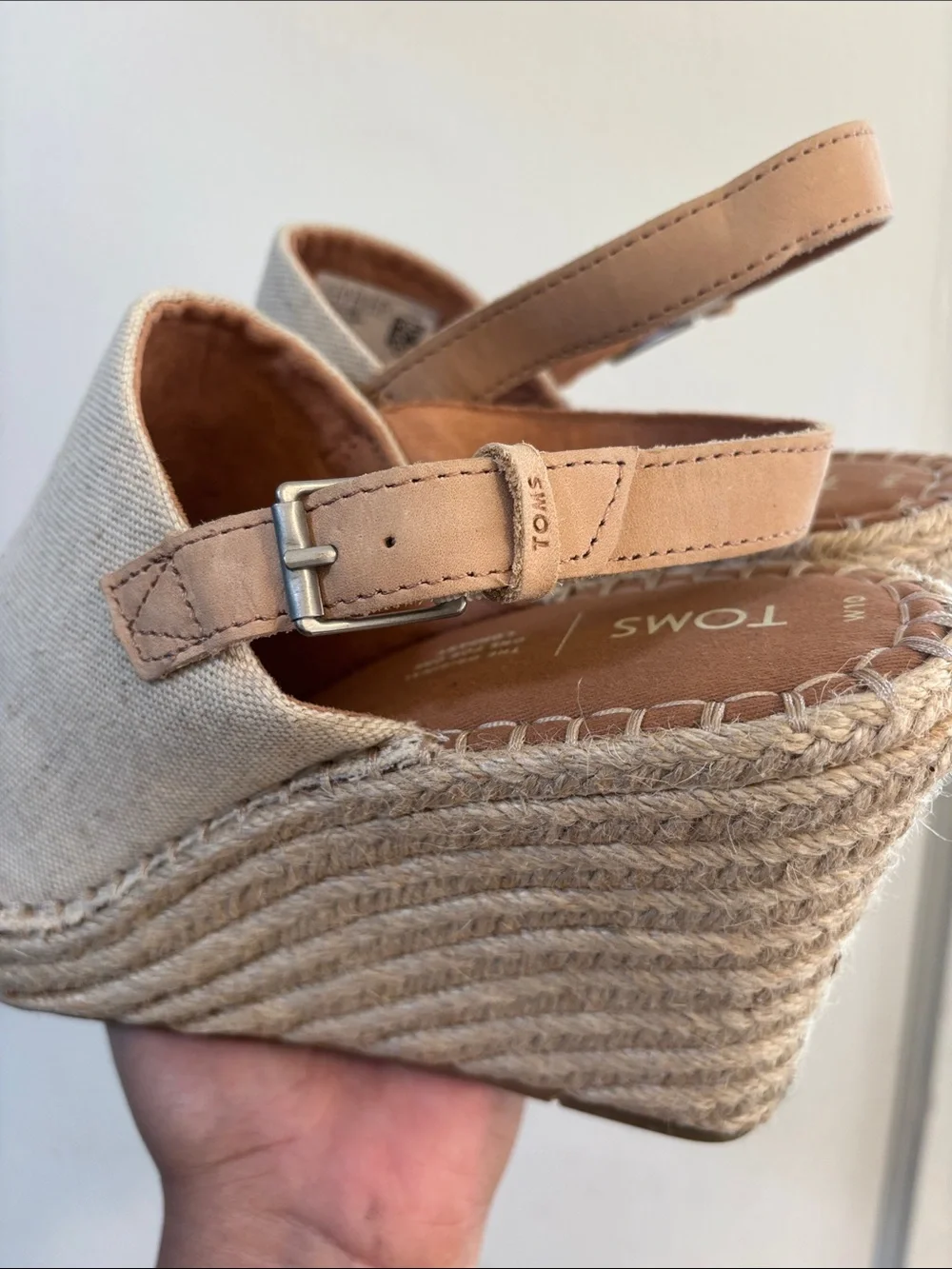 Toms Natural Canvas Espadrille Wedge Sandals
